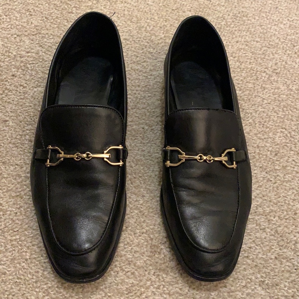ZARA Black leather loafers